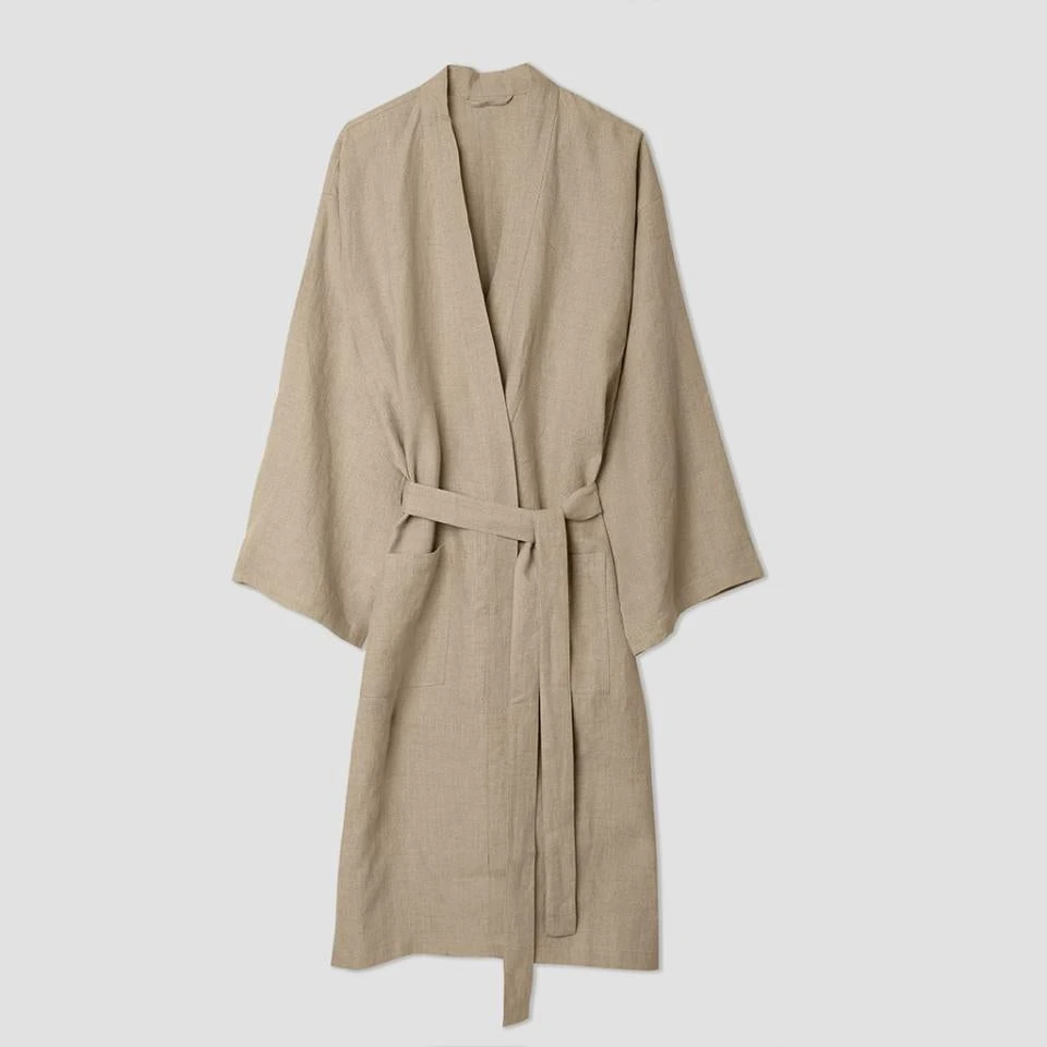Oatmeal Linen Robe 4 Oatmeal Linen Robe - Image 2