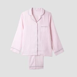 Blush Pink Linen Pajama Set 16 Blush Pink Linen Pajama Set -Lake Shop Blush Pink Linen Pajama Trouser Set Piglet in Bed 1