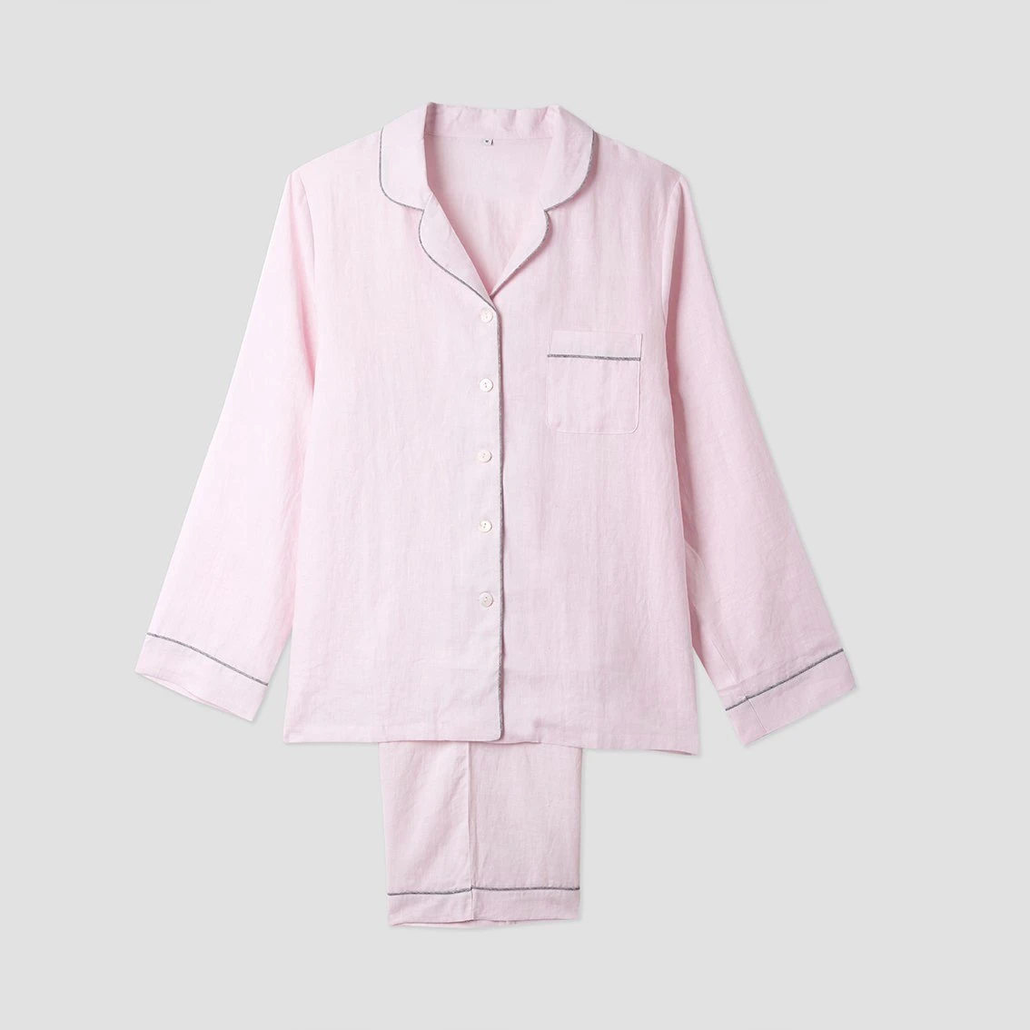 Blush Pink Linen Pajama Set 6 Blush Pink Linen Pajama Set - Image 4