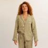 Botanical Green Gingham Linen Pajama Shirt (Top Only) -Lake Shop EG PIGLET ECOMM LOWRES 1616
