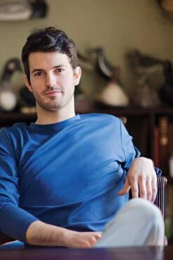 Lake Men's Long Sleeve Pima Tee In True Navy -Lake Shop EU2A7022 WEB