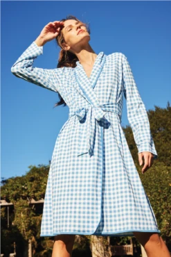 Lake Pima Robe In Bluebird Gingham -Lake Shop GinghamPimaWeb 14