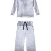 Lake Pima Maternity Wide Leg Pajama Set In White Breton Stripe