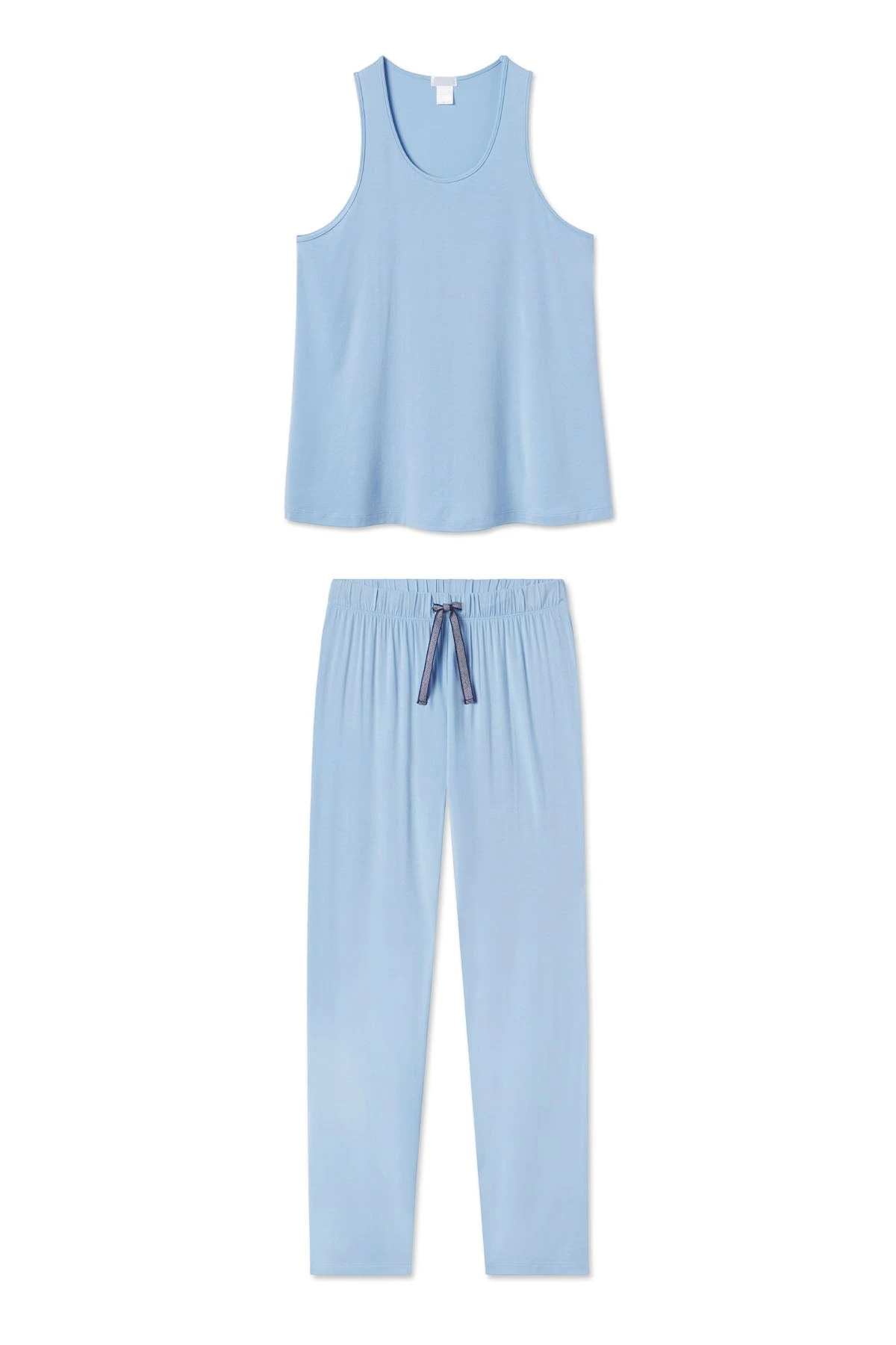 Lake DreamKnit Ribbon Tank-Long Set In Chambray Blue 3 Lake DreamKnit Ribbon Tank-Long Set In Chambray Blue