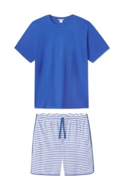 Lake Men's Pima Pajama Shorts Set In Cobalt