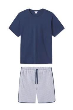 Lake Men's Pima Pajama Shorts Set In Classic Navy