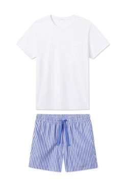 Lake Men's Boxer Shorts Set In Cobalt Stripe