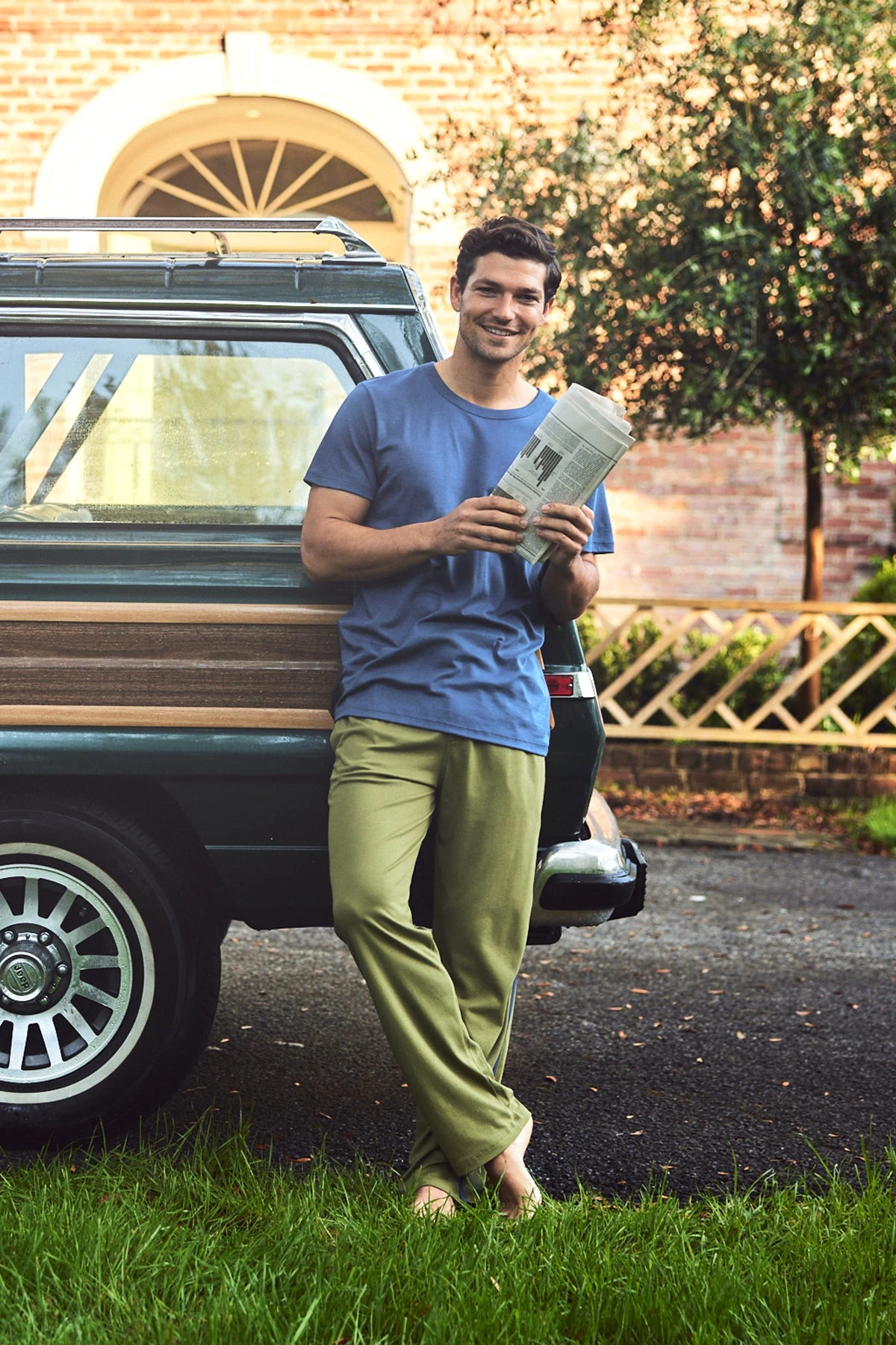 Lake Men's Pima Slumber Short-Long Set In Olive 5 Lake Men's Pima Slumber Short-Long Set In Olive - Image 3