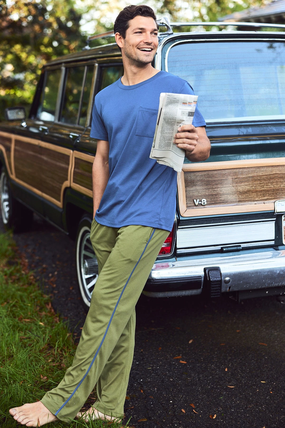 Lake Men's Pima Slumber Short-Long Set In Olive 4 Lake Men's Pima Slumber Short-Long Set In Olive - Image 2