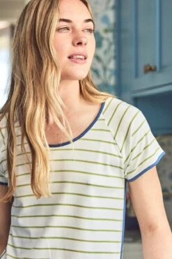 Lake Pima Short-Long Set In Olive Stripe -Lake Shop LAKE Webcrop Fall23 ShortLongSet Olive 2377