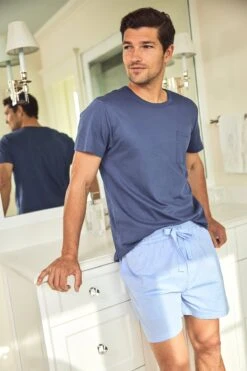 Lake Men's Boxer Shorts Set In Navy Chambray -Lake Shop LAKE Webcrop Summer23 MensBoxerShortsSet NavyChambray 5767