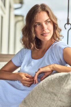 Lake Pima Long Nightgown In Hydrangea -Lake Shop LAKE Webcrop Summer23 Nightgown Hydrangea 13639 9dc963e8 de1e 4caf 80d9 bf016881360c