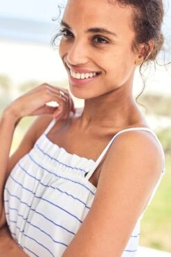 Lake Pima Ruffle Shorts Set In Cobalt -Lake Shop LAKE Webcrop Summer23 RuffleShortSet Cobalt 15365