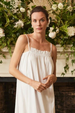 Lake Pima Ruffle Midi Nightgown In White -Lake Shop LAKE Website WebCrop Bridal2023 PimaRuffleMidi White Final 4190