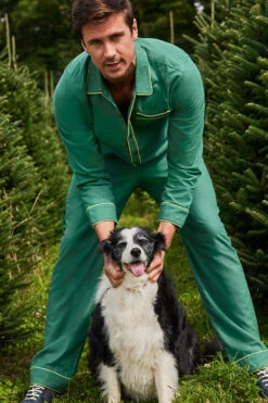 Lake Men's Flannel Piped Pants Set In Grove -Lake Shop LAKE Website WebCrop Holiday22 0990