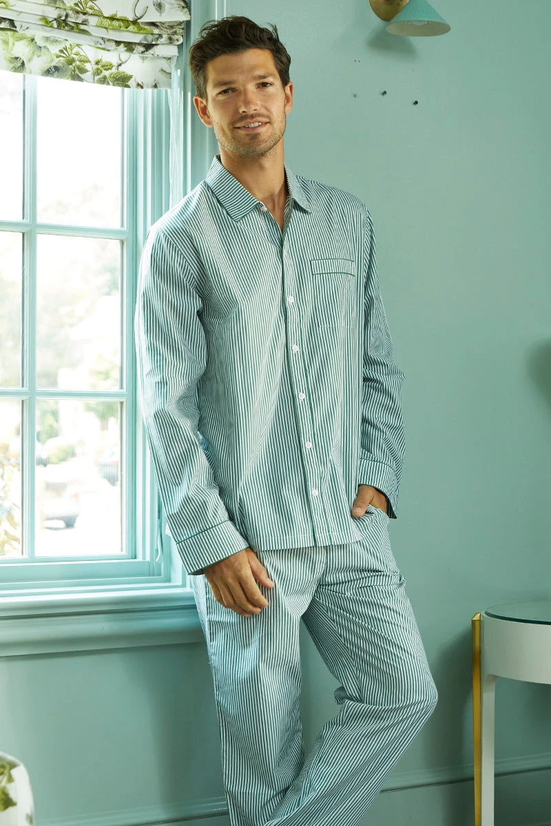 Lake Men's Poplin Pajama Set In Evergreen 6 Lake Men's Poplin Pajama Set In Evergreen - Image 4