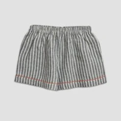 Midnight Stripe Pajama Shorts -Lake Shop Linen ShortsPajamas Midnight Stripe Piglet in Bed 1e 1