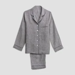 Men's Gray Linen Pajama Set -Lake Shop Pajama TrouserSet Grey PigletinBed 1