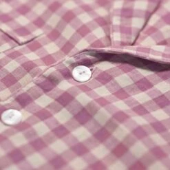 Orchid Gingham Linen Pajama Shirt (Top Only) -Lake Shop Piglet in Bed Gingham Shirt Orchid 3 web res 1