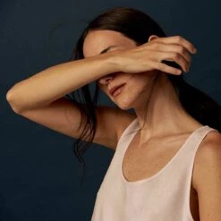 Blush Pink Nightgown -Lake Shop Piglet in Bed Linen Night Dress Blush Pink 3