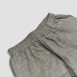 Gray Linen Pajama Shorts -Lake Shop Piglet in Bed Linen Pyjama Shorts Grey 2 1
