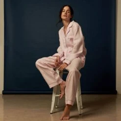 Blush Pink Linen Pajama Set -Lake Shop Piglet in Bed Linen Pyjama Trouser Set Blush Pink 3 5cb1cfca 7c83 4716 9002 14e6d8369469