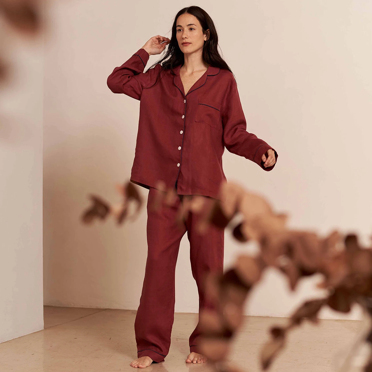 Cherry Linen Pajama Set 3 Cherry Linen Pajama Set