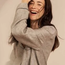 Gray Linen Pajama Shirt (Top Only) -Lake Shop Piglet in Bed Linen Pyjama Trouser Set Grey 4 77d693c3 7758 4ef7 9468 e1371cb8f0c6 1