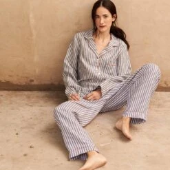 Midnight Stripe Linen Pajama Pants