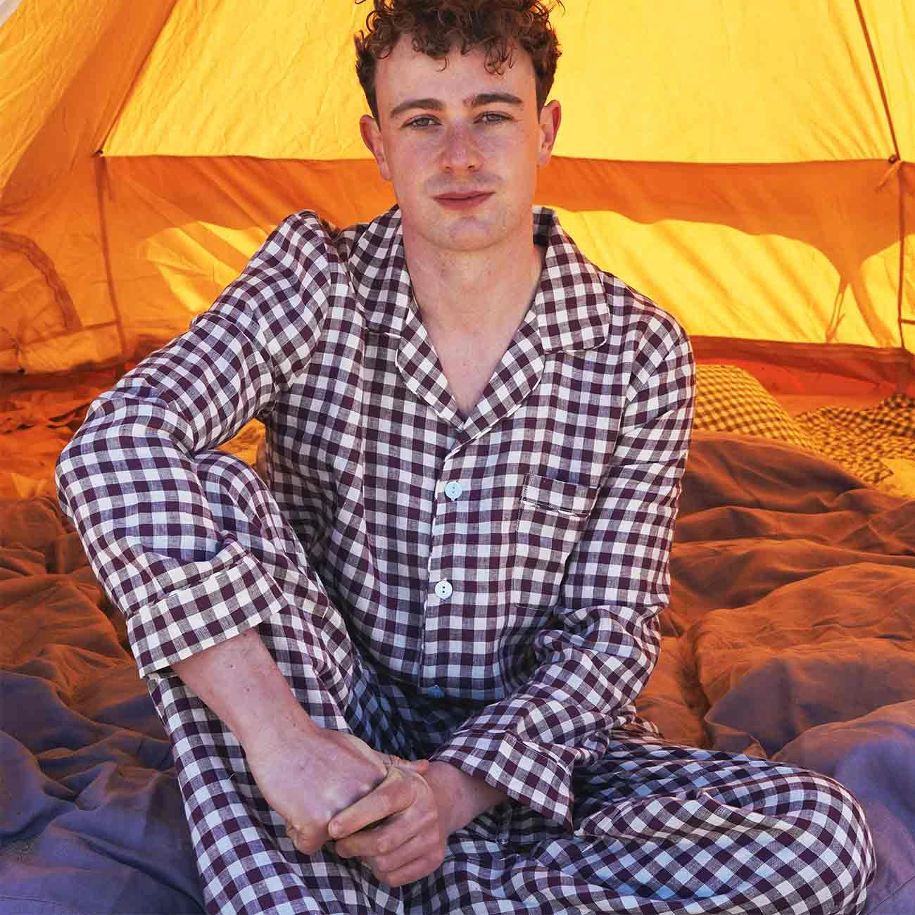 Men's Berry Gingham Pajama Pants 3 Men's Berry Gingham Pajama Pants