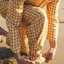Men's Honey Gingham Pajama Pants -Lake Shop Piglet in Bed Mens Honey Gingham Pyjama Trouser Set Lifestyle 1