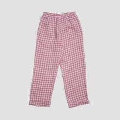 Men's Orchid Gingham Linen Pajama Pants -Lake Shop PigletinBed GinghamPyjamas Trousers Orchid 1 greybg 1