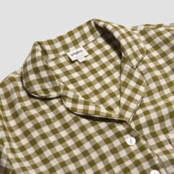 Botanical Green Gingham Linen Pajama Shirt (Top Only) 8 Botanical Green Gingham Linen Pajama Shirt (Top Only) -Lake Shop PigletinBed GinghamShirt BotanicGreen 2 greybg 1