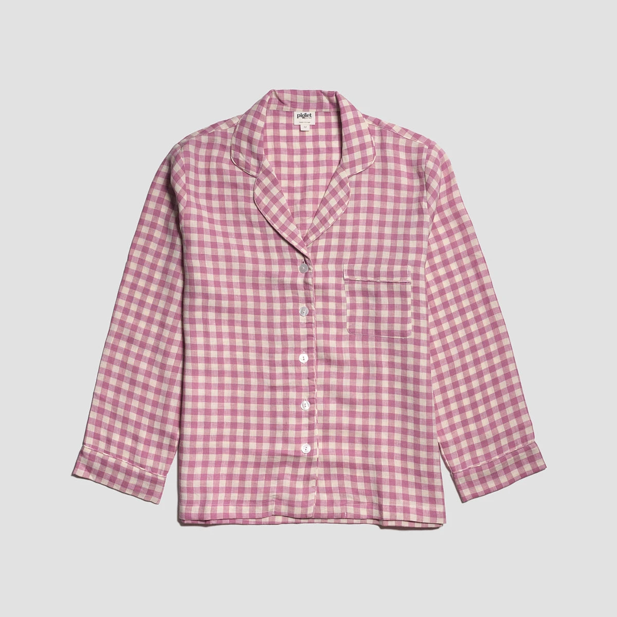 Orchid Gingham Linen Pajama Shorts Set 6 Orchid Gingham Linen Pajama Shorts Set - Image 4