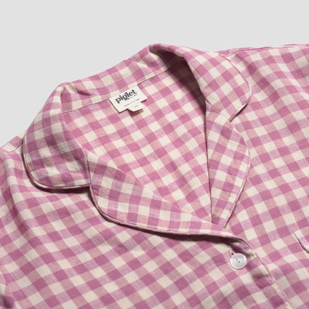 Orchid Gingham Linen Pajama Shorts Set 7 Orchid Gingham Linen Pajama Shorts Set - Image 5