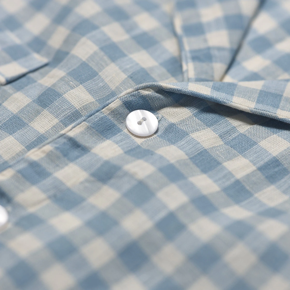 Warm Blue Gingham Linen Pajama Shorts Set 8 Warm Blue Gingham Linen Pajama Shorts Set - Image 6