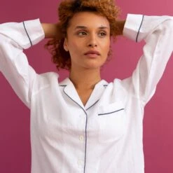 White Night Shirt -Lake Shop PigletinBed LinenNightShirt White 6