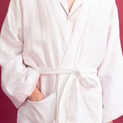White Linen Robe -Lake Shop PigletinBed LinenRobe White 6 1