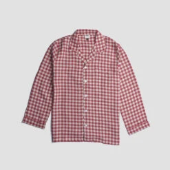 Men's Mineral Red Gingham Pajama Set -Lake Shop PigletinBed Men sLinenPyjamaShirt MineralRedGingham 1 greyBG
