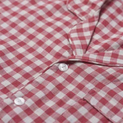 Men's Mineral Red Gingham Pajama Set -Lake Shop PigletinBed Men sLinenPyjamaShirt MineralRedGingham 3 greyBG