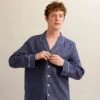 Men's Blueberry Linen Pajama Shirt (Top Only) -Lake Shop PigletinBed Men sLinenPyjamaTrouserSet Blueberry 4