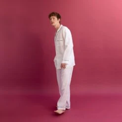 Men's White Linen Pajama Pants