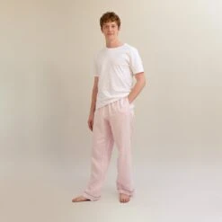 Men's Blush Pink Linen Pajama Pants