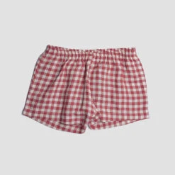 Mineral Red Gingham Pajama Shorts -Lake Shop PigletinBed Women sLinenPyjamaShorts MineralRedGingham 1 greyBG