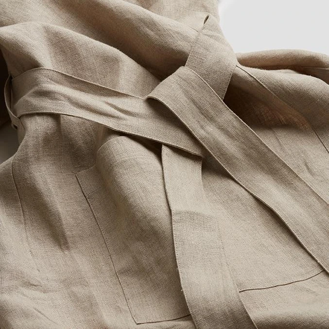 Oatmeal Linen Robe 6 Oatmeal Linen Robe - Image 4