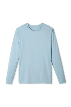 Lake Men's Long Sleeve Bamboo Tee In Coastal Blue