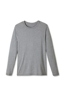 Lake Men's Long Sleeve Bamboo Tee In Heather Gray