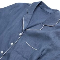 Men's Blueberry Linen Pajama Shirt (Top Only) -Lake Shop blueberry pyjama detail1 1