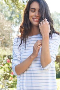 Lake Pima Long Sleeve Weekend Nightgown In Cerulean -Lake Shop cerulean LS