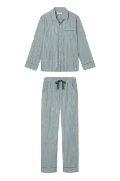 Lake Men's Poplin Pajama Set In Evergreen